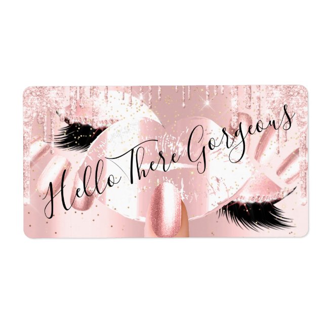 Hallo Pink Glitzer Tropfen Kiss Lips Nails Makeup (Vorne)