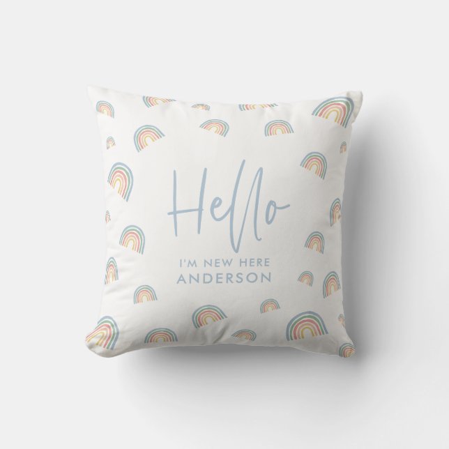 Hallo pink mädchenhaften Regenbogen Baby Bib Kissen (Vorderseite)