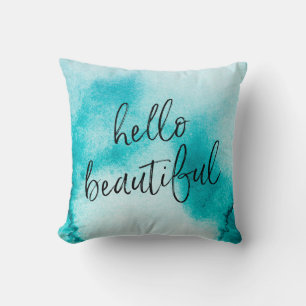 hallo prachtvolles handgemeißeltes Aquarellkissen Kissen