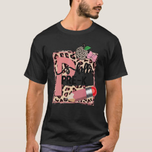 Hallo Pre K Back to School Frauen Mädchen Pink Leo T-Shirt