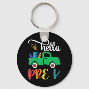 Hallo Pre K Back to School Truck für Lehrermädchen Schlüsselanhänger