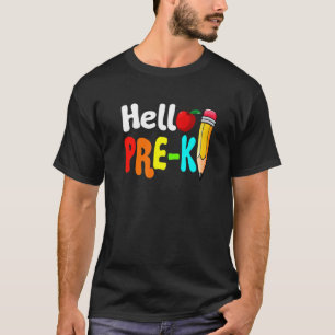 Hallo Pre K erster Schultag zurück zur Schule T-Shirt