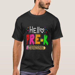 Hallo Pre K Fun Zurück zum Schullehrer T-Shirt