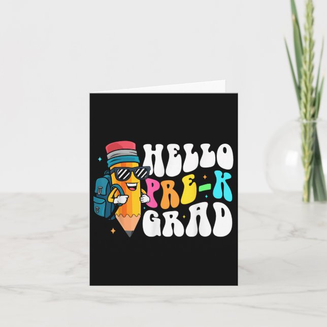 Hallo Pre-k Grad Fun Pencil wieder in die Schule P Karte (Vorderseite)