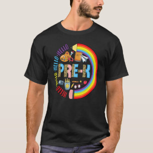 Hallo Pre-K Leopard Zurück zur Schule Bleistift Re T-Shirt