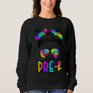 Hallo Pre K Messy Bun Haargummi Dye 1. Tag ch Sweatshirt