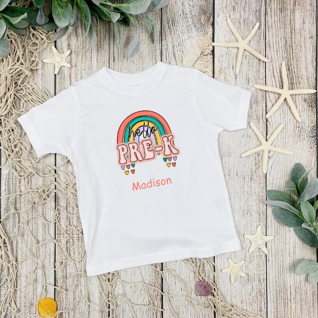 Hallo Pre-K Regenbogen Start Pre K Back to School Kleinkind T-shirt (Pre- K T-shirt for Little Girl)