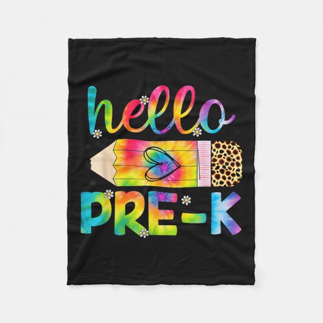 Hallo Pre-k Stift Gefärbte Krawatte zurück zur Sch Fleecedecke (Vorderseite)