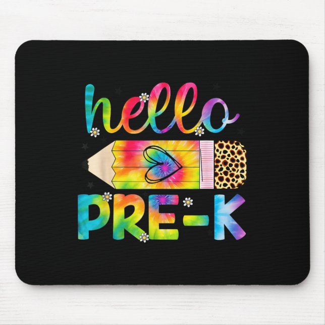 Hallo Pre-k Stift Gefärbte Krawatte zurück zur Sch Mousepad (Vorne)