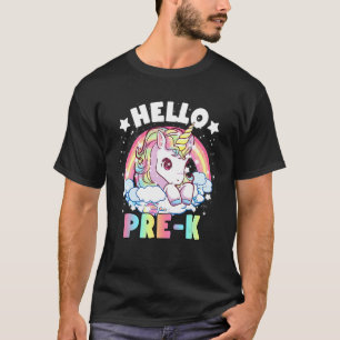 Hallo Pre K Teacher Unicorn Zurück zur Schule Mädc T-Shirt