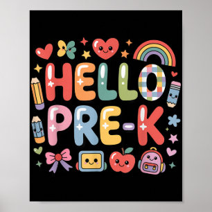 Hallo Pre-k Zurück zur Schule Lehrer Student Spaß Poster