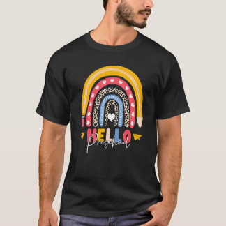 Hallo Preschool ersten Tag der Schule Rainbow Back T-Shirt