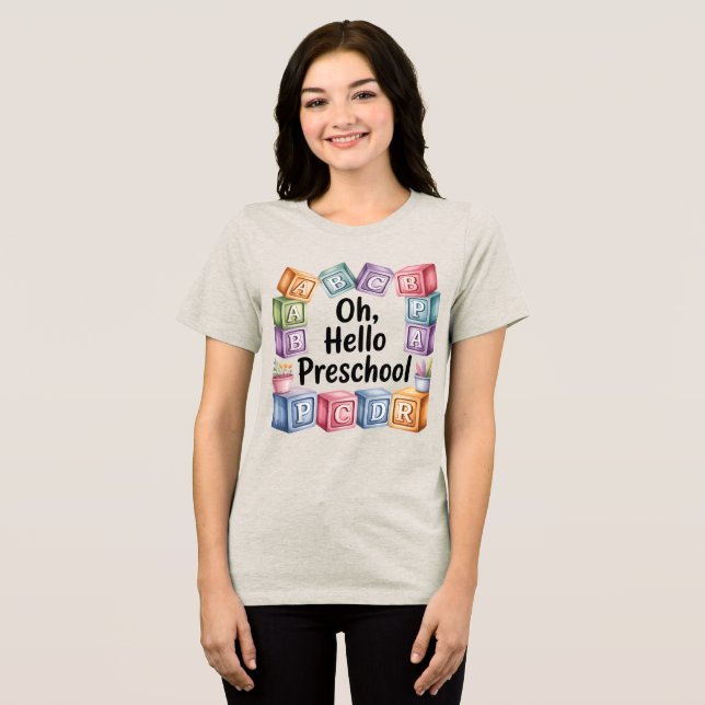 Hallo Preschool Mama Shirt Frauen (Vorderseite voll)