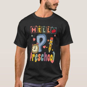 Hallo Preschool Retro Lehrer Kleinkind Mädchen zur T-Shirt