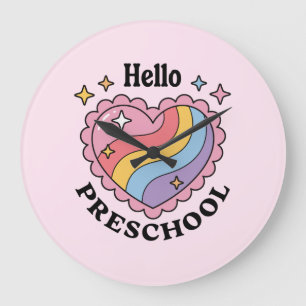 Hallo Preschool Zurück zur Vorschule Große Wanduhr