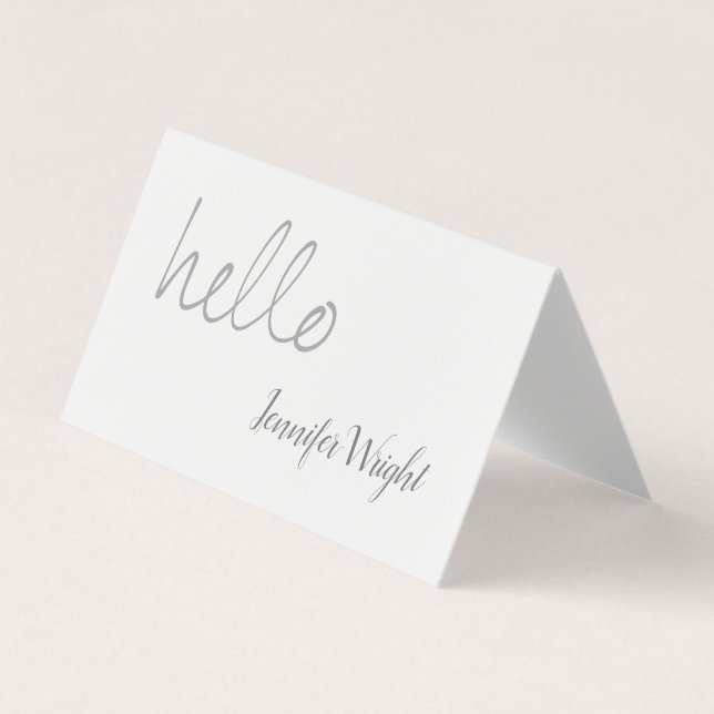 Hallo Profi minimalistisch grau weiß Visitenkarten (Vorderseite)