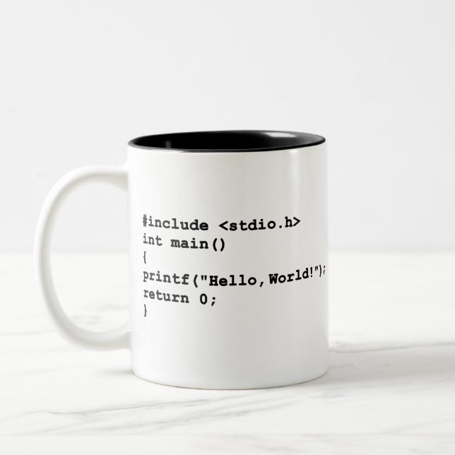 Hallo Programmiersprache Kodierung der Welt C Zweifarbige Tasse (Links)
