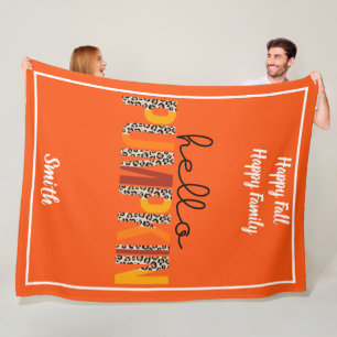 Hallo Pumpkin Herbst Autumn Text und Farbe anpasse Fleecedecke