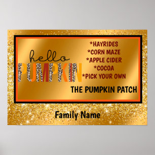 Hallo Pumpkin Herbst Autumn Text und Farbe anpasse Poster