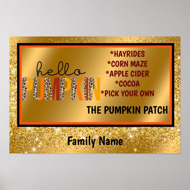 Hallo Pumpkin Herbst Autumn Text und Farbe anpasse Poster (Vorne)
