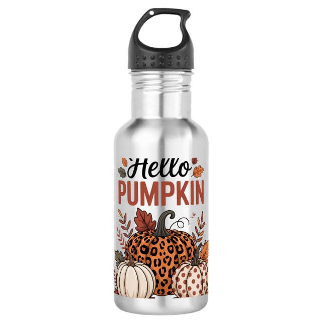 Hallo Pumpkin Herbst Herbst Edelstahlflasche (Vorderseite)