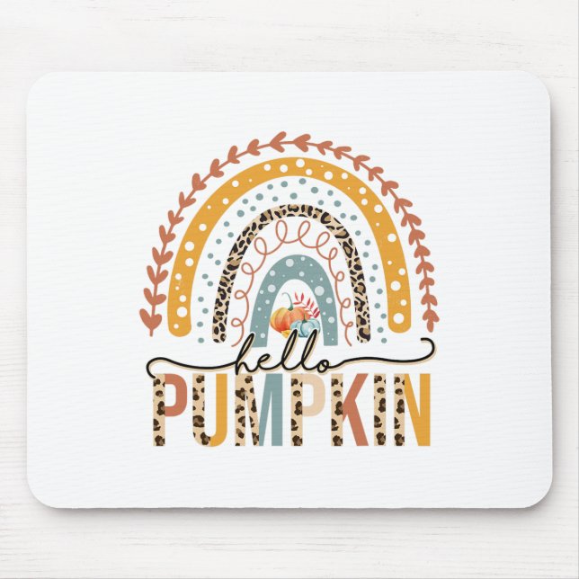 Hallo Pumpkin Leopard Rainbow Herbstsaison Herbst  Mousepad (Vorne)