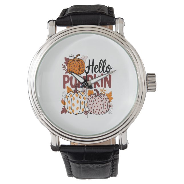 Hallo Pumpkin Png, Fall Vibes Armbanduhr (Vorderseite)