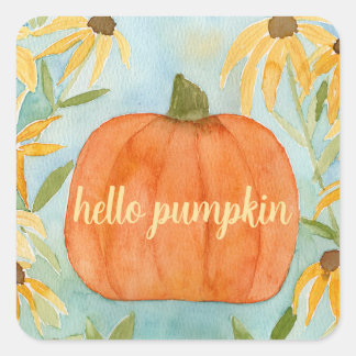 Hallo Pumpkin Stickers Autumn Wassercolor
