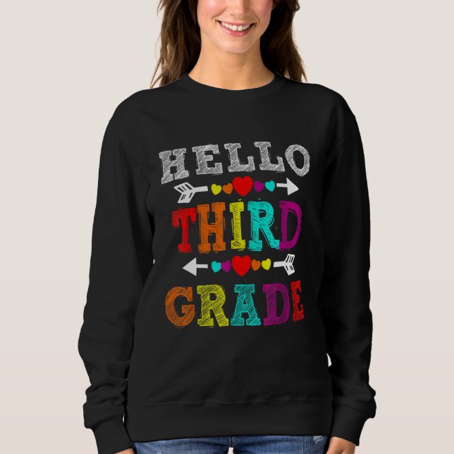 Hallo Rainbow Dritte Klasse Lehrer Kinder Sweatshirt (Vorderseite)