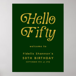 Hallo Retro grün & Gold 50. Geburtstag Begrüßungsz Poster