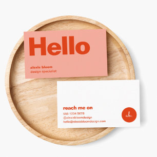 Hallo Retro Moderne Rot und Rosa Stilvoll Trendy Visitenkarte