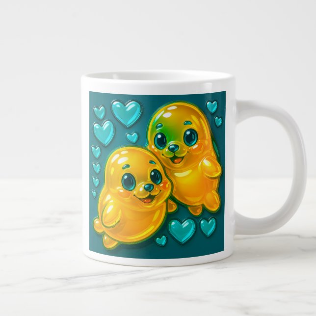 Hallo, Robben Jumbo-Tasse (Rechts)