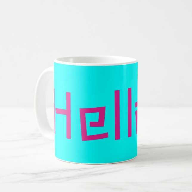 Hallo Rosa Türkis Kaffeetasse (Vorderseite Links)