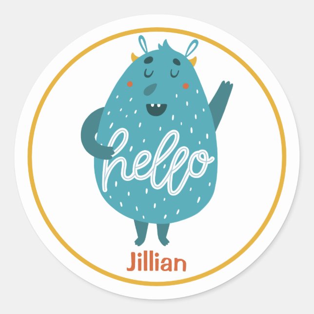 Hallo Runder Aufkleber (Vorderseite)
