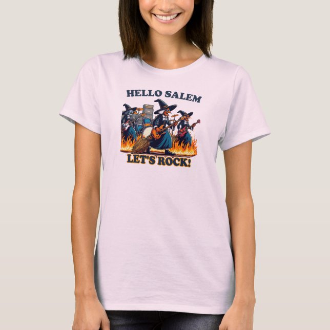 Hallo Salem Massachusetts Hexenrockband T-Shirt (Vorderseite)