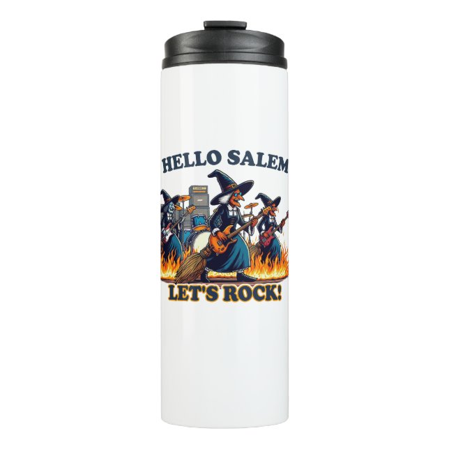 Hallo Salem Massachusetts Hexenrockband Thermosbecher (Vorderseite)