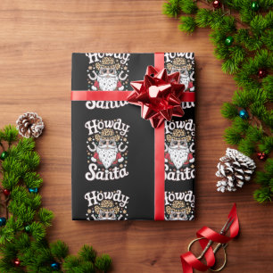 Hallo Santa Western Cowboy Rodeo Weihnachtsgeschen Geschenkpapier