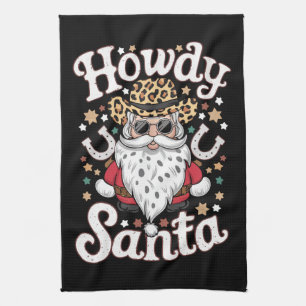 Hallo Santa Western Cowboy Rodeo Weihnachtsgeschen Geschirrtuch
