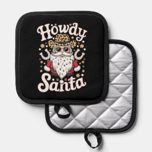 Hallo Santa Western Cowboy Rodeo Weihnachtsgeschen Topflappen