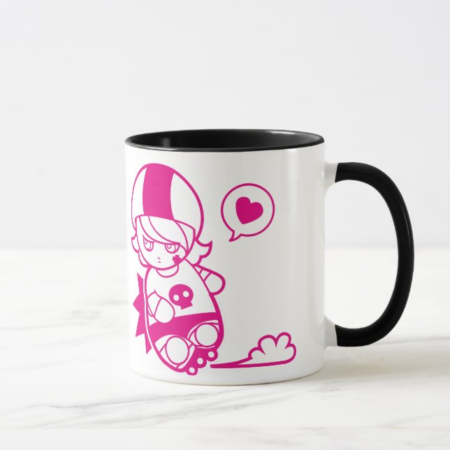 Hallo schiebt Hitty Umarmungen n niedliche Tasse (Rechts)