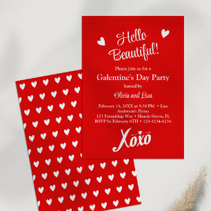 Hallo schön! Rotes XOXO Galentiner-Party Einladung