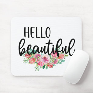 Hallo schöne Aquarell-Rosen-Typografie chic Mousepad