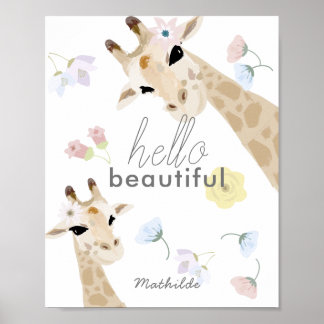 Hallo Schöne Giraffe Kinderzimmer Kunst Poster