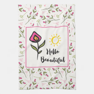Hallo schöne hübsche rosa orangefarbene Wildblume Handtuch