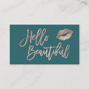 Hallo schöne Lippen Rose Gold Chic Skript aquamari Visitenkarte