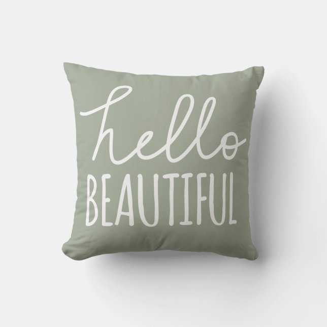 Hallo schöne Typografie-wunderliches Girly Grau Kissen (Vorderseite)