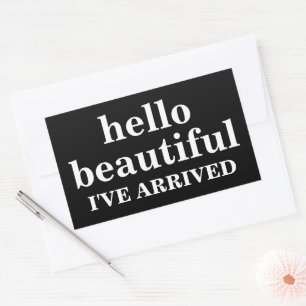 HALLO SCHÖNER INDIVIDUELLER TEXT UND LOGO STYLISCH RECHTECKIGER AUFKLEBER