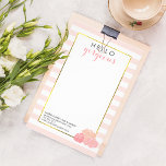 Hallo Schöner rosa Streifen und Blush Peony Flyer<br><div class="desc">Hey wunderschön! Unsere hübschen Flyer sind mit einem zarten Hintergrund aus rosa Streifen, Imitaten mit goldenen Rahmen und einer Gruppe von Fußbädern in hübschen Blütentönen mit "Hello Gorgeous" oben in grauem und rosa bearbeitbarem Text ausgestattet. Ihr Name, Ihr Titel und Ihre Kontaktinformationen erscheinen unten. Fügen Sie Ihre Dienste, Preislisten oder...</div>