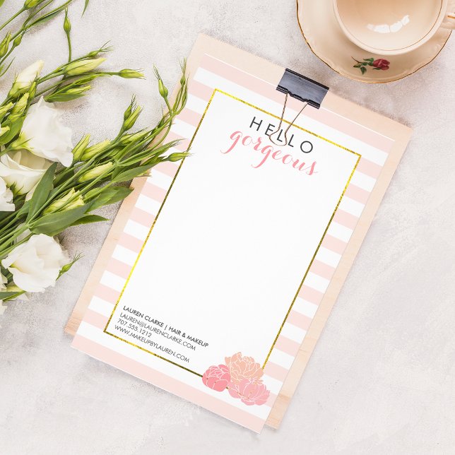 Hallo Schöner rosa Streifen und Blush Peony Flyer (Von Creator hochgeladen)