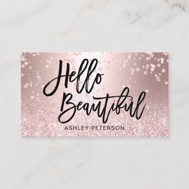 Hallo schöner RosengoldGlitter-Metallconfetti Visitenkarte (Vorderseite)